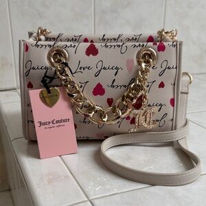 Juicy Couture Love Letter Mini Pink and Gold Crossbody Tote Bag